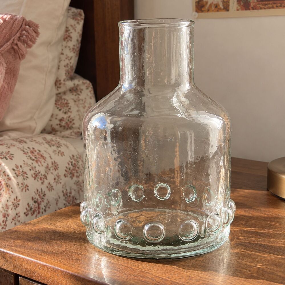 Urban Outfitters Tana Recycled Glass Carafe Clear Hobnail Vintage Style